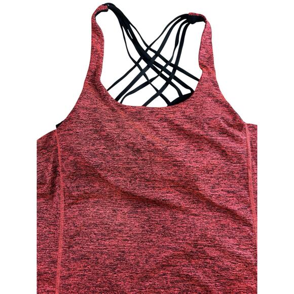 Athletic Top With Built In Bra Sz XL Heathered Strappy Back Layered Shirt Gym - Picture 3 of 9